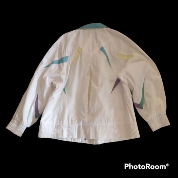 FLEET STREET 80's vibe white jacket with color blocks - Picture 2 of 8